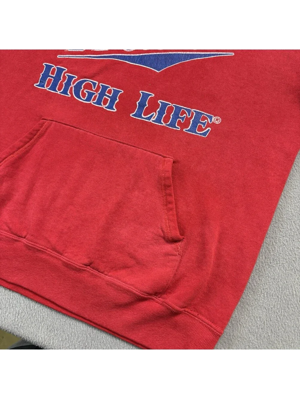 Vintage 80s Miller High Life Beer Henley Pullover Hoodie Size XL (Fits Smaller)